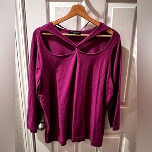 Lane Bryant Purple 3/4 Length Sleeve Sweater
